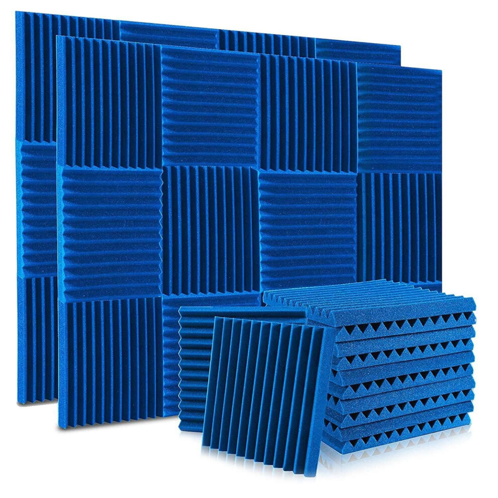 24 Pack Acoustic Foam Panels 1X12X12 Inches,with Fire Sound, for Home