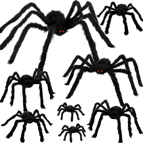 8PCS Halloween Spider Decorations Giant Spider Outdoor Halloween on OnBuy