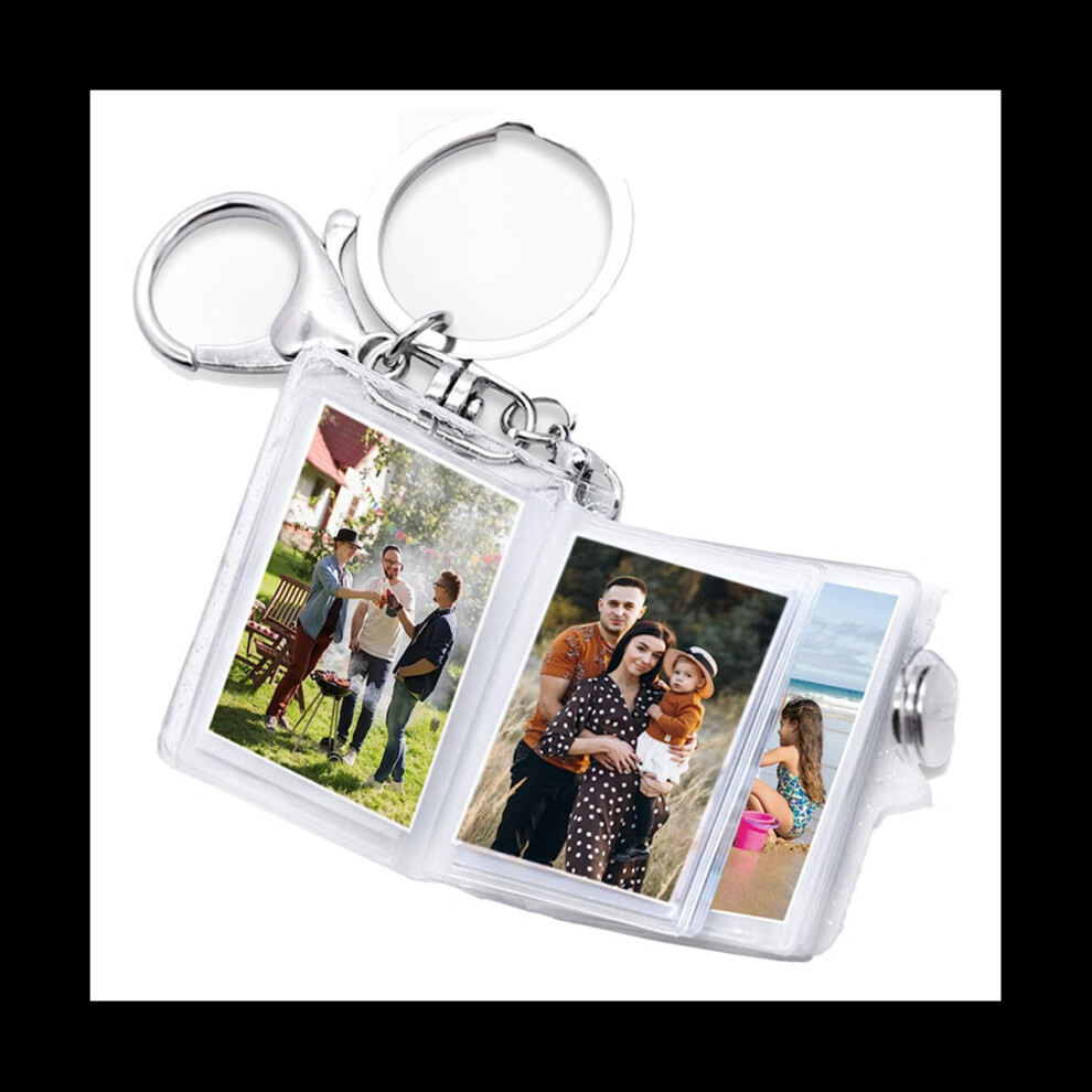 Mini Small Photo Album Keychain 16 Pictures Book Holder Keyring Gifts