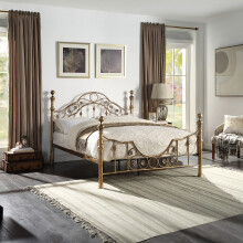 (Small Double 120 x 190cm, No Mattress) LETCHWORTH ANTIQUE BRASS VICTORIAN METAL BED FRAME