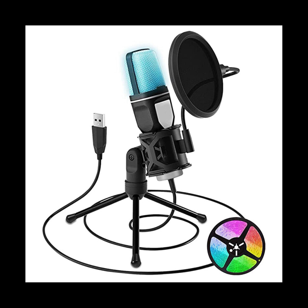 RGB USB Condenser Microphone Cardioid Gaming Microphone