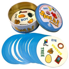 (E) 8+ Dobble spot it cards game with animals, alphabets and numbers
