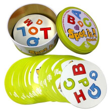(G) 8+ Dobble spot it cards game with animals, alphabets and numbers