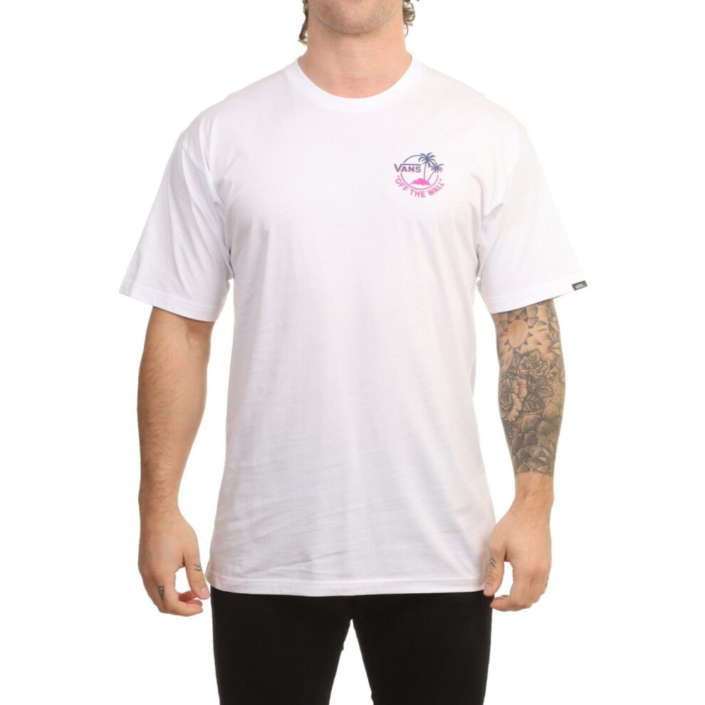 (VANS CLASSIC MINI DUAL PALM T Shirt White XS) VANS CLASSIC MINI DUAL PALM Mens White T Shirt