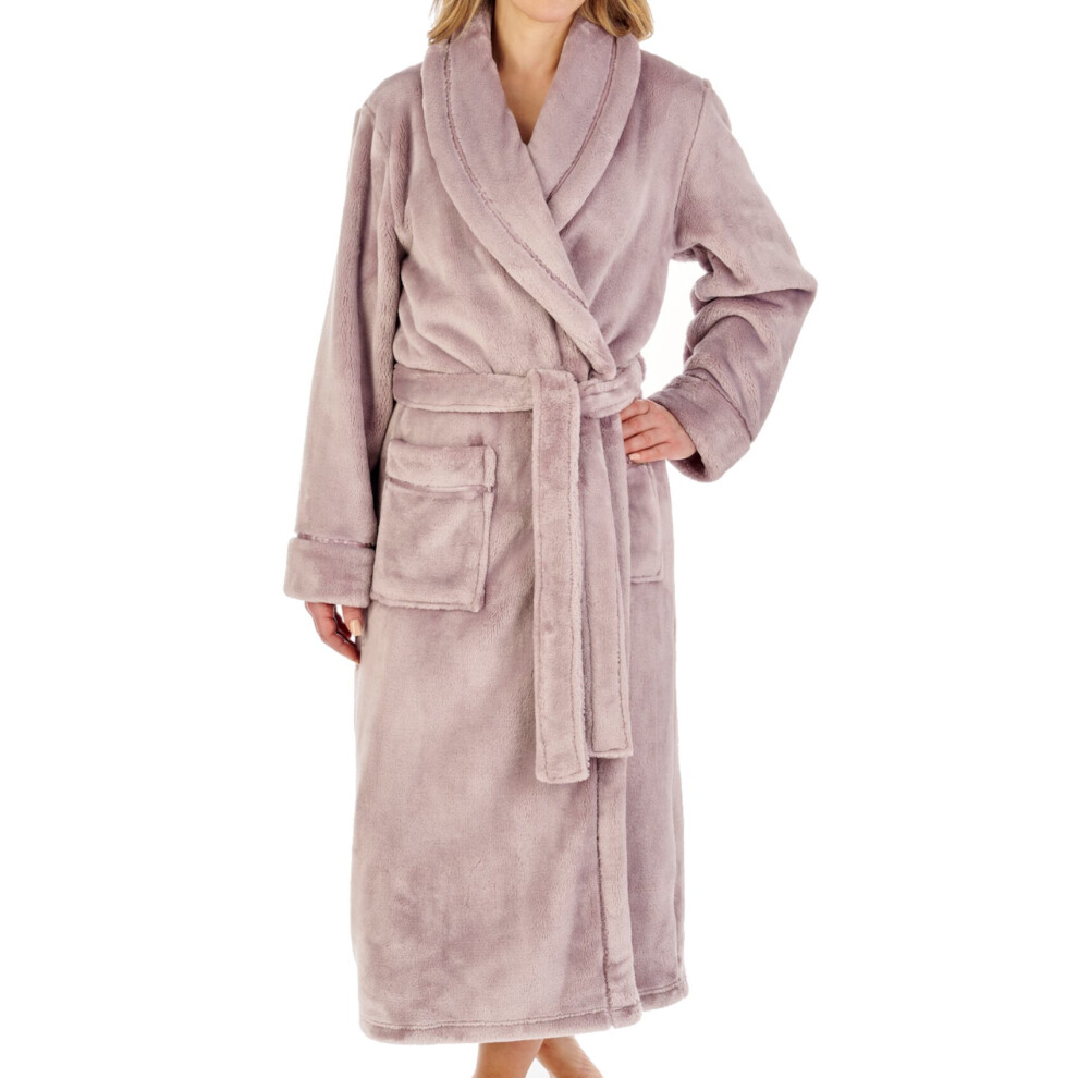 (Mink, Extra Large - UK 20/22) Slenderella Ladies Flannel Fleece Shawl Collar Dressing Gown