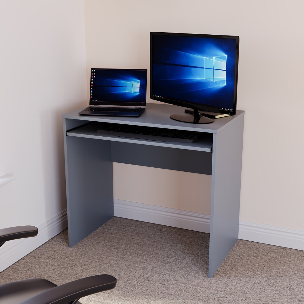 (Grey) Huby Computer Desk Keyboard Shelf Simple Minimal