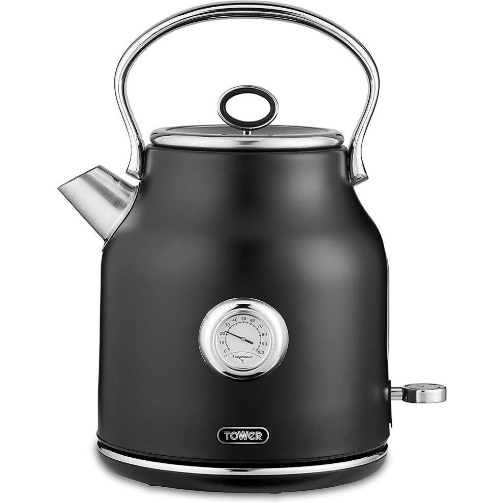 Tower Renaissance 1.7 Litre, 3kW Ultra-Fast Quiet Boil Kettle in Matt Black