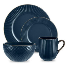 Tower Kitchen Retro Empire Midnight Blue 16 Piece Dinnerware Plate Mug Bowl Set