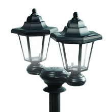 Ideaworks 3 in 1 Solar LED Lamp Post Rechargeable Patio Outdoor Garden Security Bulb Clear Lantern White Night Path Bollard 1.5M Tall Black