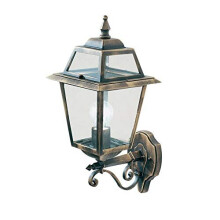 Searchlight 1521 New Orleans Black Gold Outdoor Traditional Up Lantern Wall Light | IP44 Exterior Rating | Ideal for Gardens - Driveways - Fencing -