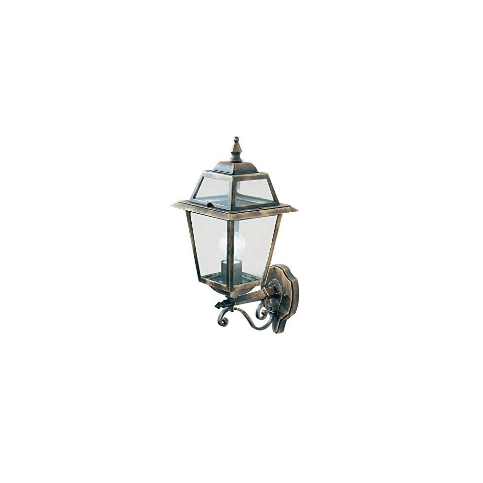 Searchlight 1521 New Orleans Black Gold Outdoor Traditional Up Lantern Wall Light | IP44 Exterior Rating | Ideal for Gardens - Driveways - Fencing -