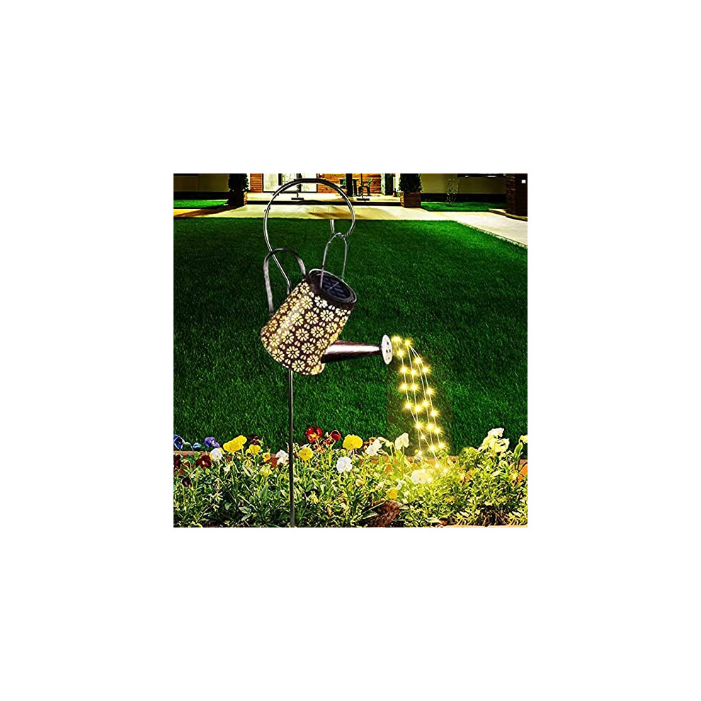 Solar Watering Can With Lights Outdoor Garden Decorative, Large Hanging Solar Kettle Lantern Light Waterproof Retro with 60pcs Highlight Led for