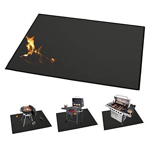 [XXL]152 ?101cm Reusable Fire Pit Mat for Decking/Fireproof Mat/Ember ...