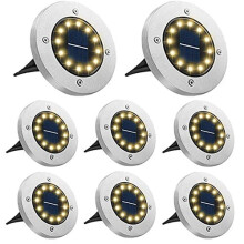 Bowfar Solar Lights Outdoor Garden, 12 LEDs Solar Ground Lights IP65 Waterproof Warm White Decking Lights, Solar Powered Outdoor Lights for Lawn
