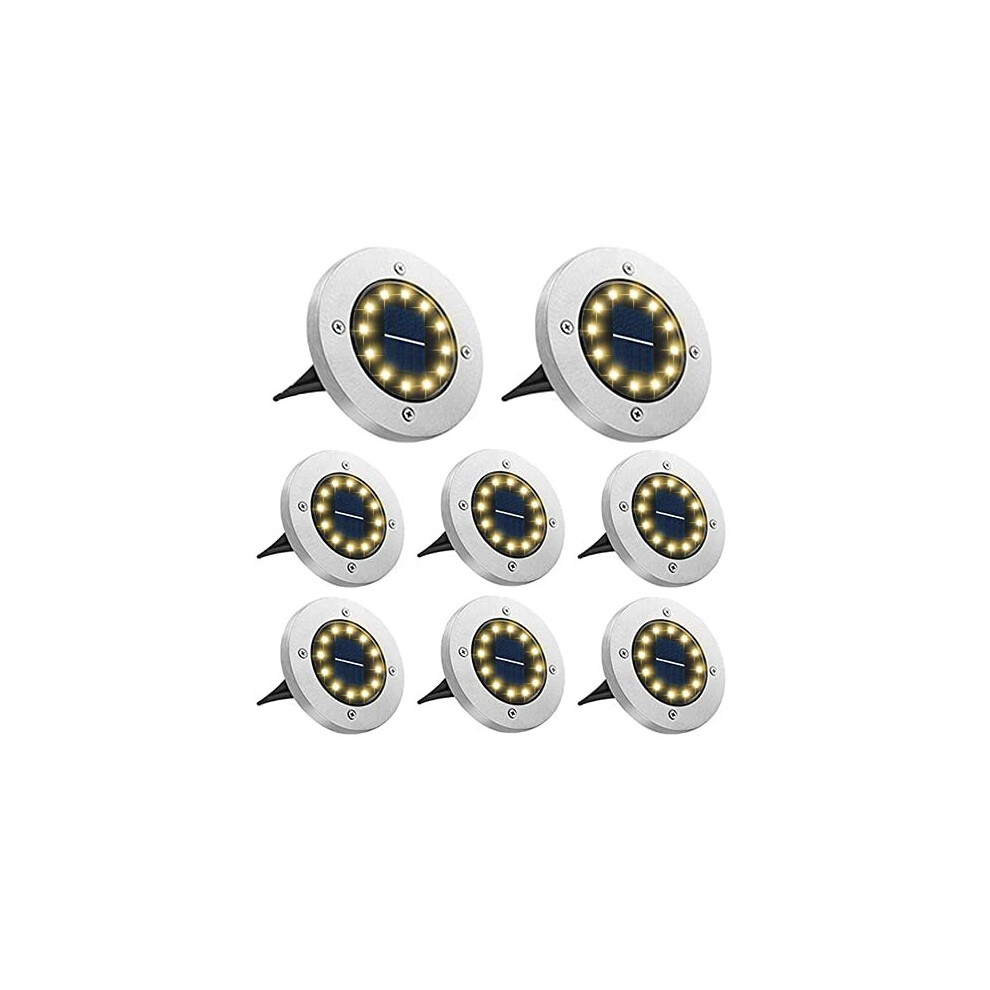 Bowfar Solar Lights Outdoor Garden, 12 Leds Solar Ground Lights Ip65 Waterproof Warm Decking Lights, Solar Powered Outdoor Lights For Lawn White
