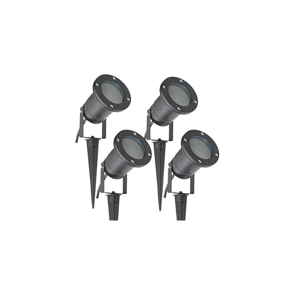 4 Pack Outdoor Garden Spike Lights Ground Mount or Watt IP65 Matt Black SPBLK04