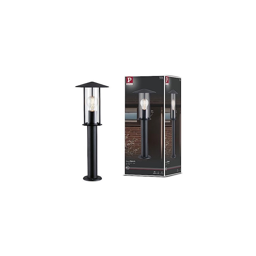 Paulmann 94397 Exterior luminaire Bollard Classic IP44 dimmable Lighting Dark Grey Outdoor Metal, Glass Garden lamp E27