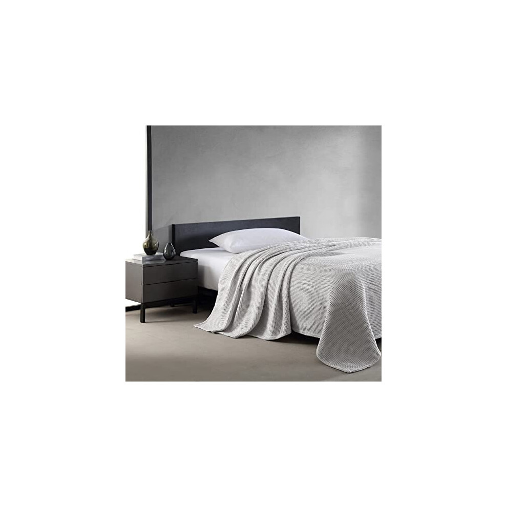 Vera Wang - Twin Blanket, Luxury Cotton Bedding, Plush & Heavyweight Home Decor (Waffleweave Grey, Twin)