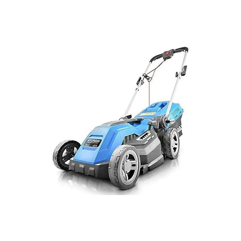 Hyundai HYM3800E 1600W 230V Corded Electric Rotary Lawnmower With Rear Roller,  30L Grass Box, 5 Cutting Heights, 10M Power Cable, Blue