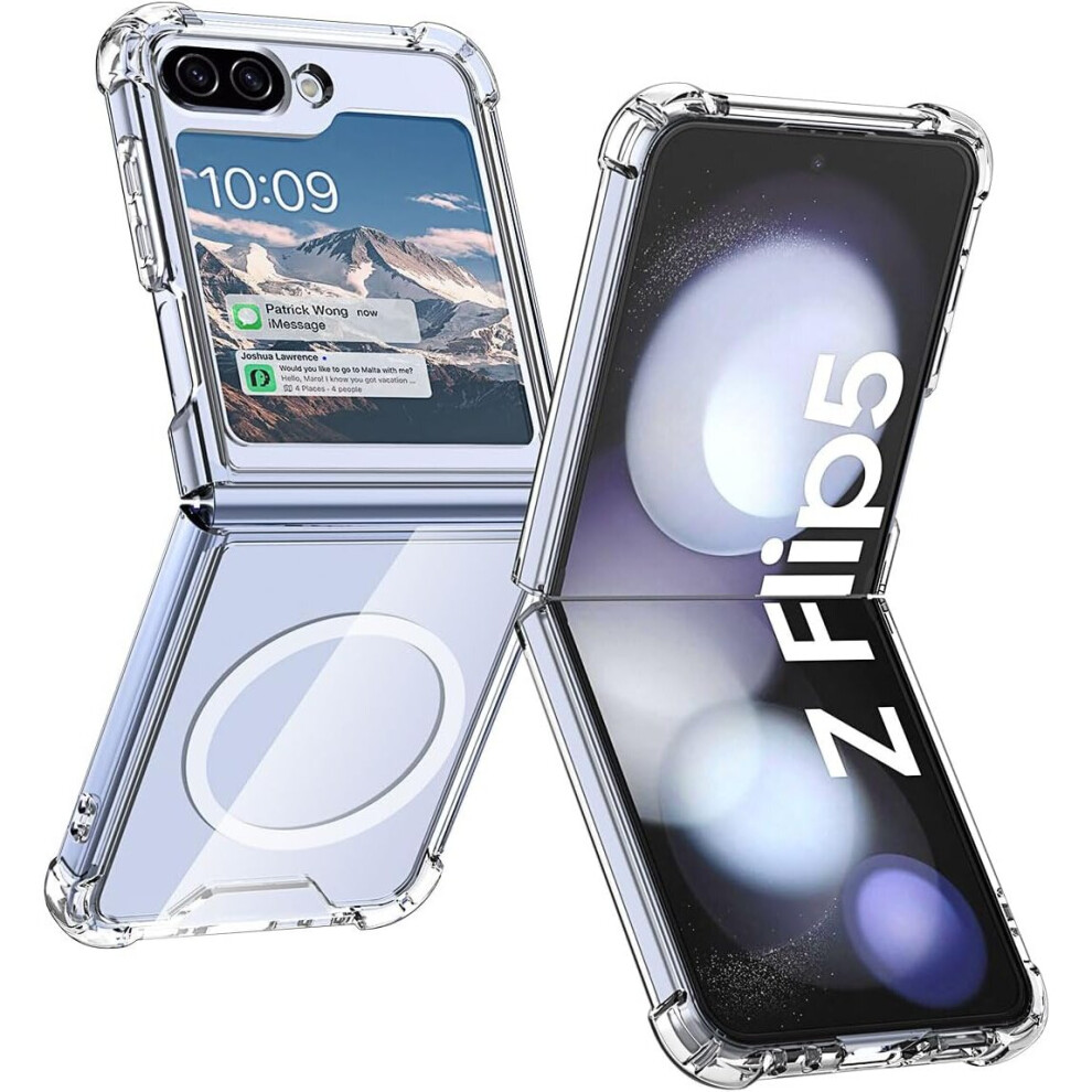 (Transparent) Z Flip 5 Clear Case,Magnetic Crystal Clear Shockproof Case For Samsung Galaxy Z Flip 5 Compatible With Magsafe 755738106424