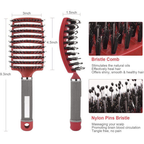 Boar Bristle Paddle Hairbrush for Women 2