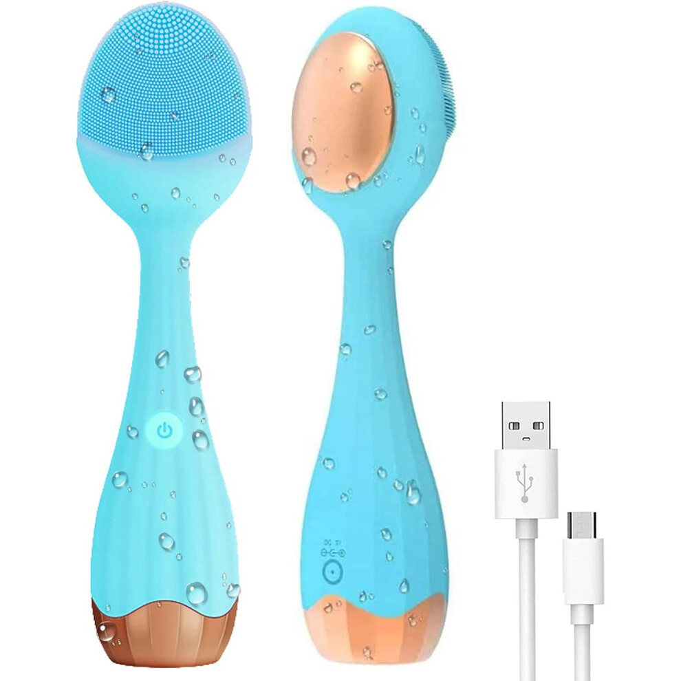 Facial Cleansing Brush, Rechargeable Silicone Facial Brush, Waterproof Face Scrubber Brush (navy blue)
