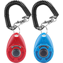 Dog Clicker, [2 PCS,Blue&Red] Pet Training Clicker with Wrist Strap for Dog Cat Horse