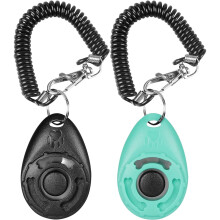 Dog Clicker, [2 PCS,Black&Green]  Pet Training Clicker with Wrist Strap for Dog Cat Horse