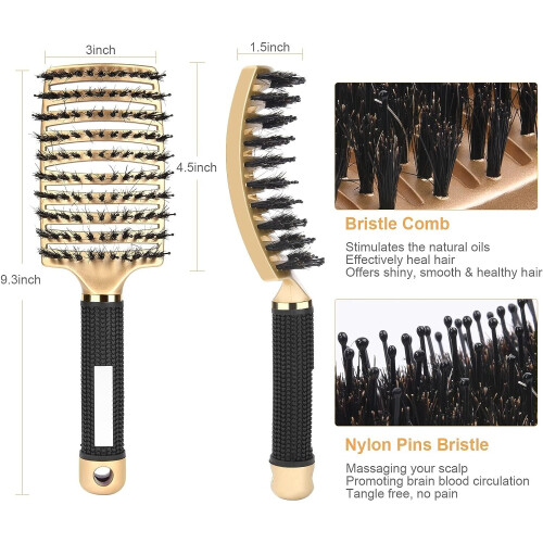 Boar Bristle Paddle Hairbrush for Women 2