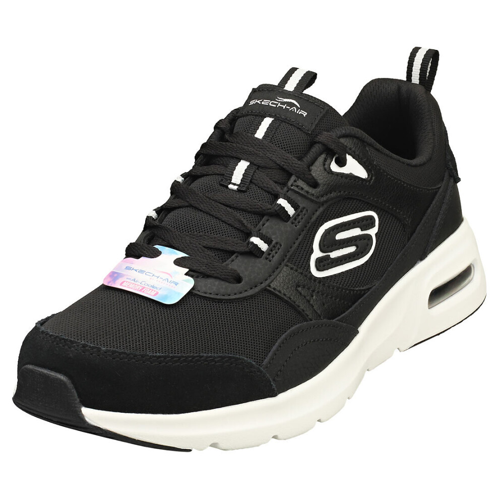 (4) Skechers Skech-air Court Womens Casual Trainers in Black White