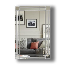 Large Frameless Venetian Wall Mirror 90x60 cm | Rectangular, Portrait or Landscape Hanging, Heavy-Duty Fixings
