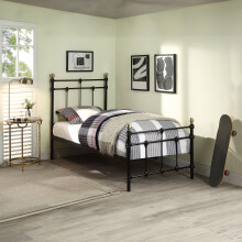 (Single 90 x 190cm, 25cm Deep Pocket Spring Memory Foam Mattress) BAYFORD TRADITIONAL BLACK METAL BED FRAME