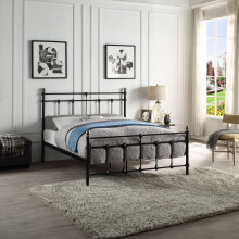 (Small Double 120 x 190cm, 20cm Deep Pocket Spring Comfort Foam Mattress) BAYFORD TRADITIONAL BLACK METAL BED FRAME