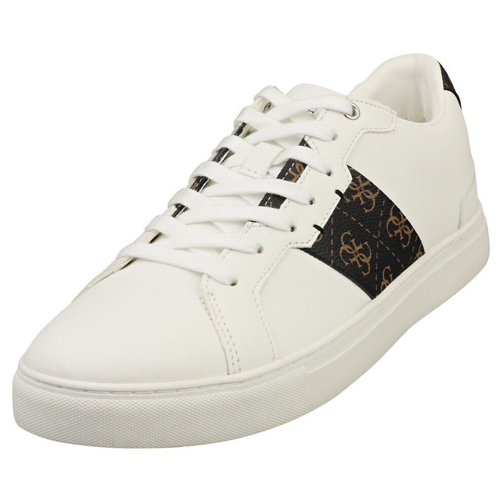 (11) Guess Fm7toiell12 Mens Casual Trainers in White Brown