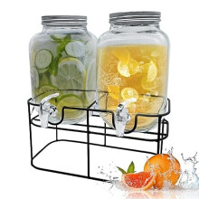 2 X 4L Glass Water Dispenser with Metal Wire Stand: A Stylish and Practical Solution for Serving Cocktails, Juices, Water, and More in Elegance
