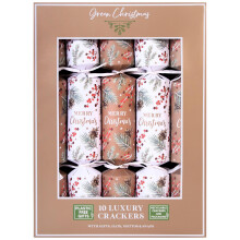 10 Christmas Foliage Crackers Luxury Brown White Xmas Tree Party