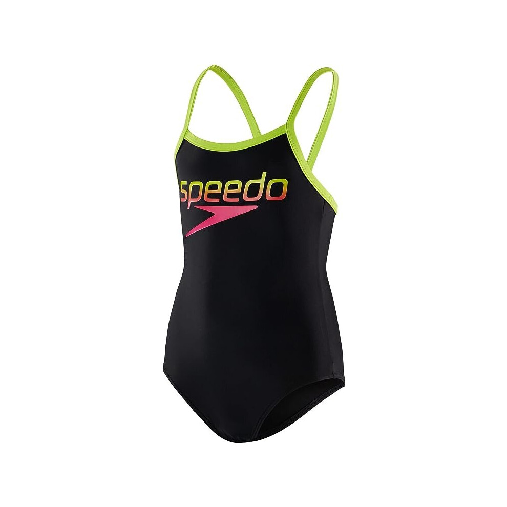 Speedo Girls Thinstrap Swimsuit Junior Beach Swimming One Piece Costume - Black