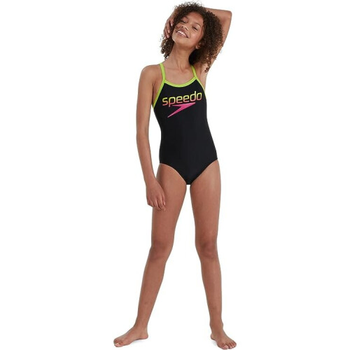 Speedo Speedo Mädchen Spaghettiträger Einteiliger Badeanzug - Schwarz 1