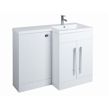 NRG Modern Right Hand Bathroom Storage Cabinet Combination Vanity Unit Set White (No Toilet and Cistern)