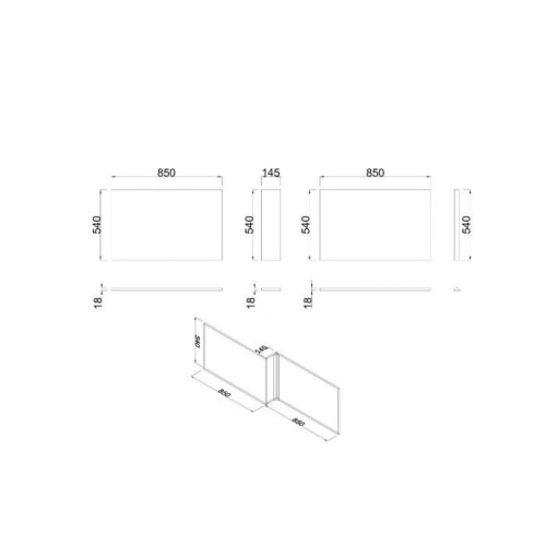 NRG NRG Modern Bathroom L Shaped Bath Panels MDF Front Bath Panel 1700mm Gloss White 2