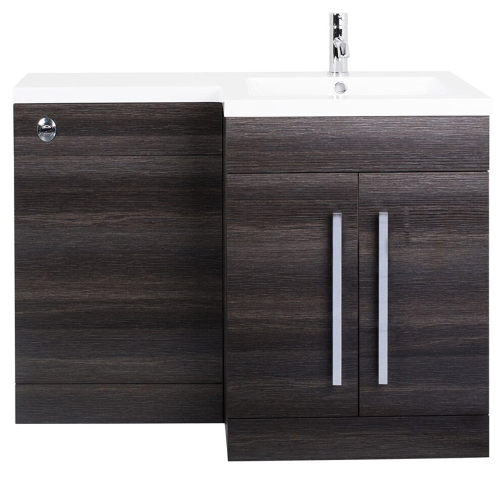 NRG Right Hand Bathroom Storage Cabinet Combination Vanity Unit Set Grey (No Toilet and Cistern)