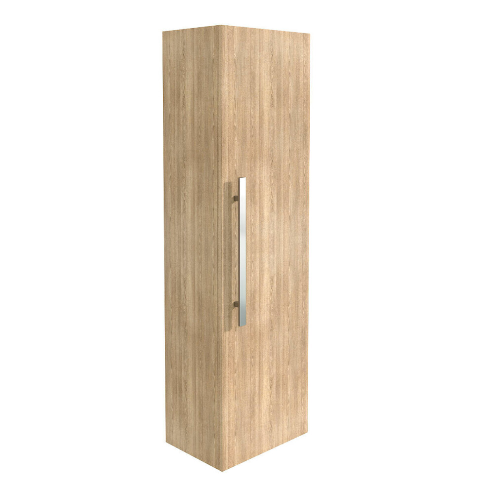 NRG 1200mm Light Oak Effect Wall Mounted Tall Bathroom Storage Unit