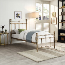 (Single 90 x 190cm, 25cm Deep Pocket Spring Memory Foam Mattress) BAYFORD ANTIQUE BRASS TRADITIONAL METAL BED FRAME
