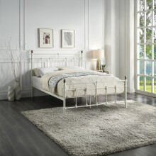 (Small Double 120 x 190cm, No Mattress) BAYFORD WHITE TRADITIONAL METAL BED FRAME