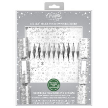 6 Make Your Own Christmas Crackers Silver&White Personalised Xmas