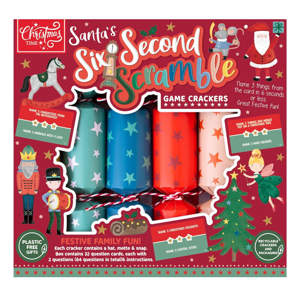 6 Six Second Scramble Christmas Crackers Kids Game Xmas Dinner Party Celebration