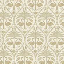 Grandeco Flamingo Beige Wallpaper Floral Leaf Metallic Gold Vinyl