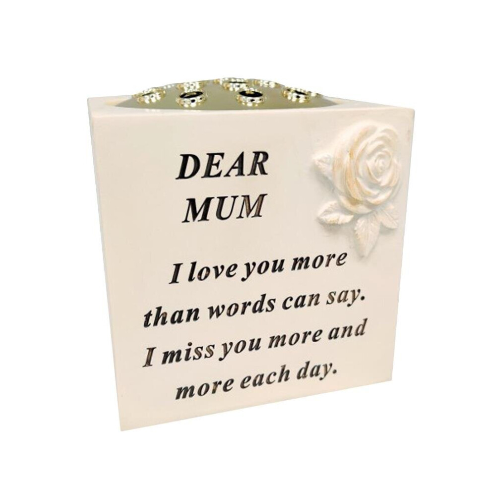 Rose Bowl Graveside Ornament Tribute Beige Gold Flowers Verse Poem