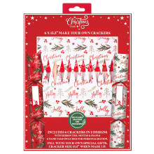 Set of 6 Make-Your-Own Christmas Crackers Red And White Fill Your Own