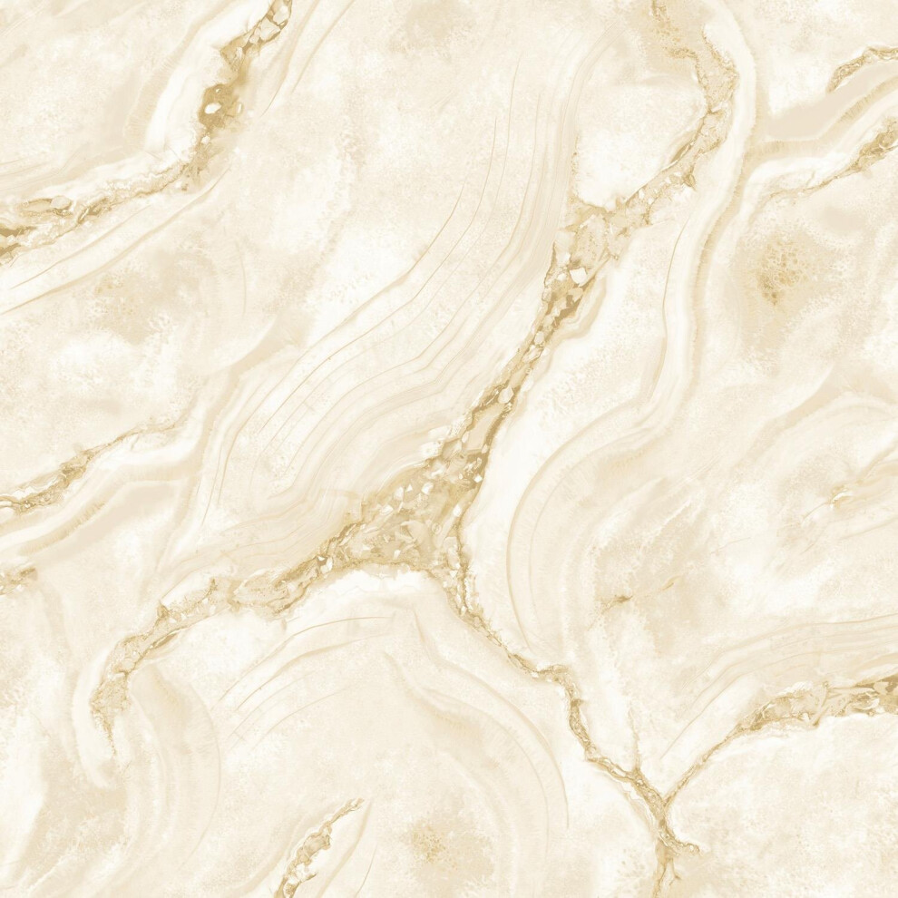 The Design Library (Rasch) Palmetto Agate Marble Wallpaper Natural Metallic Modern Gold